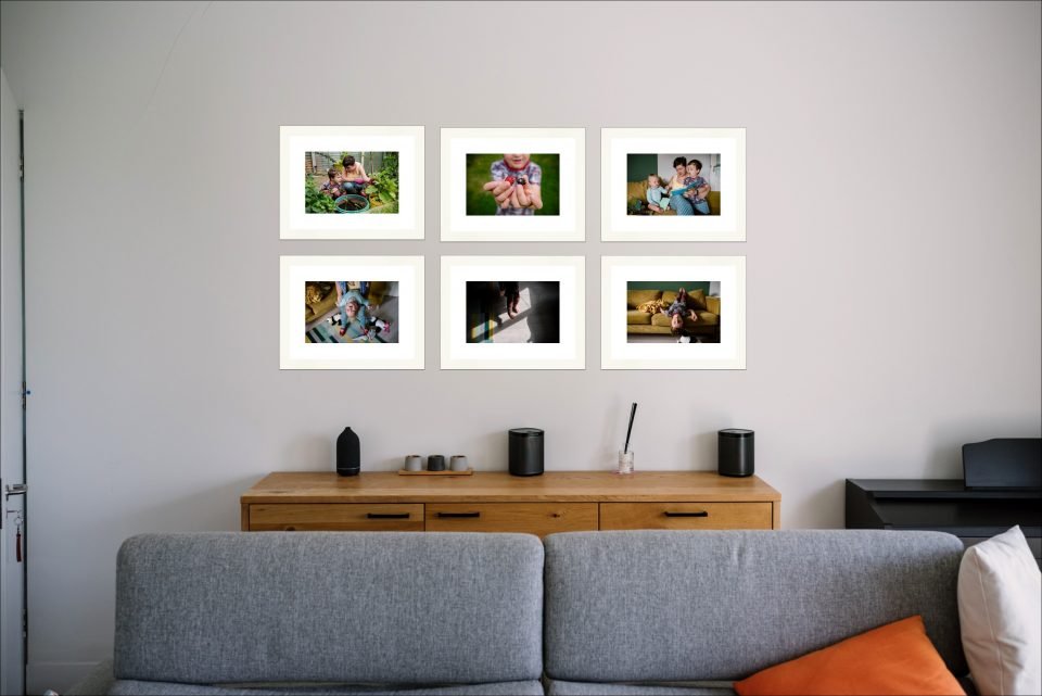 Example of a gallery wall of 6 framed prints in an Irish home