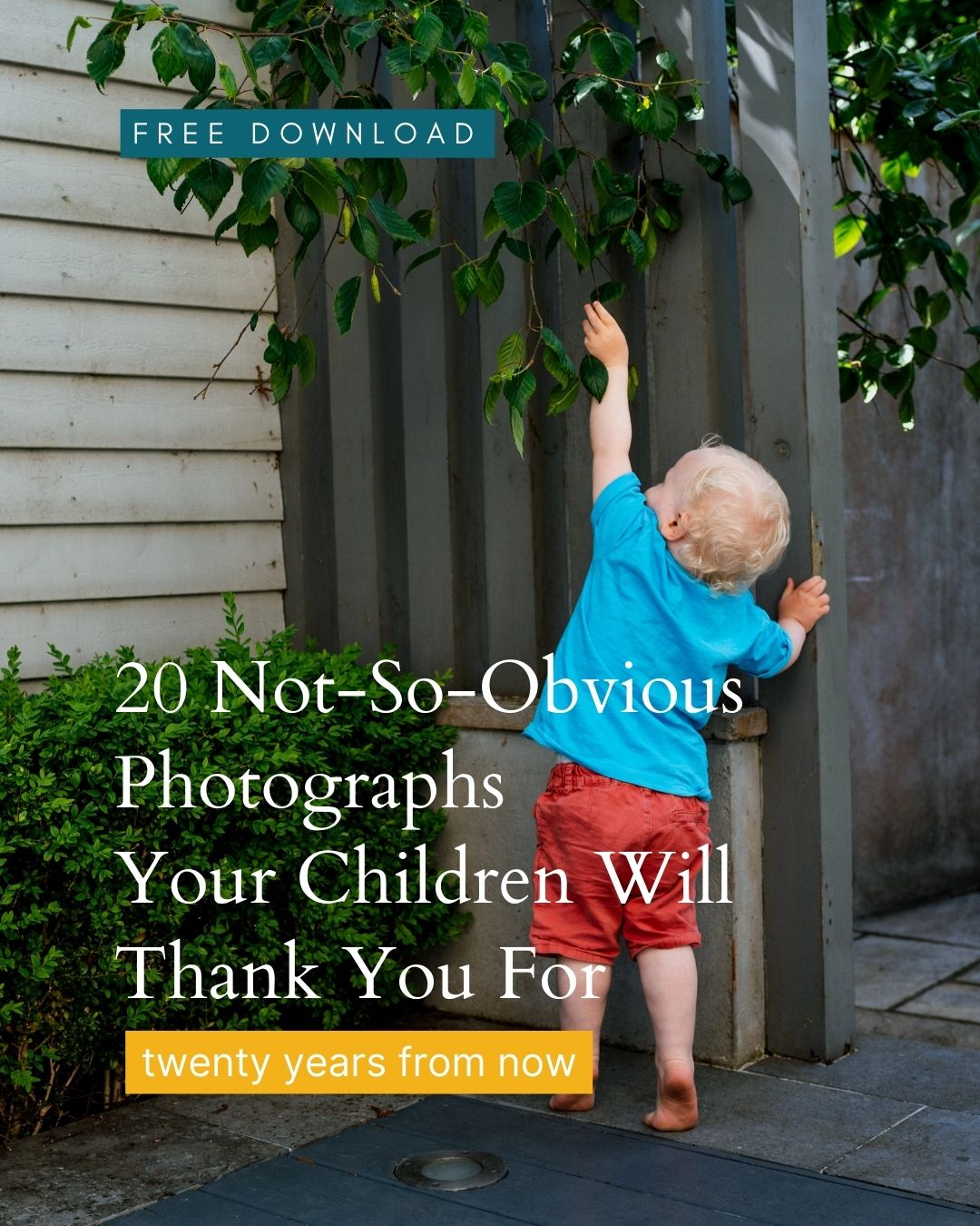 Child reaching for leaves on eBook advertisement.