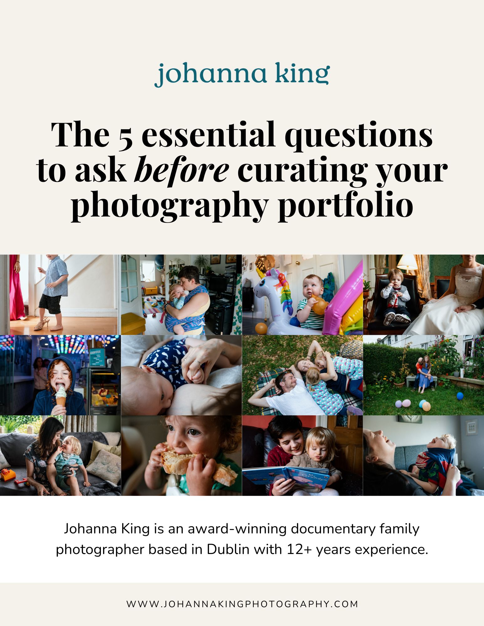 Photography portfolio curation guide by Johanna King.